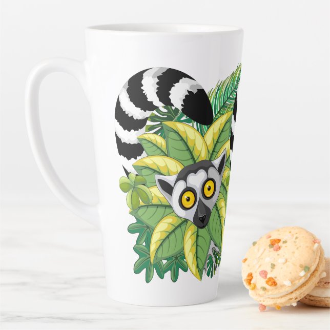 Lemurs of Madagascar in Exotic Jungle Latte Mug (In Situ)