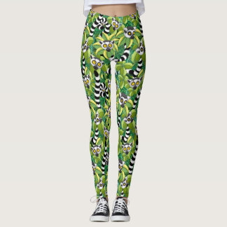 Lemurs of Madagascar in Exotic Jungle Leggings