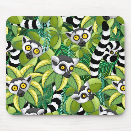 Lemurs of Madagascar in Exotic Jungle Mouse Pad