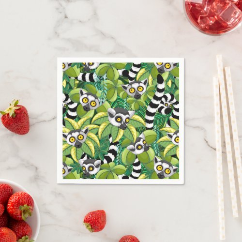 Lemurs of Madagascar in Exotic Jungle Napkins