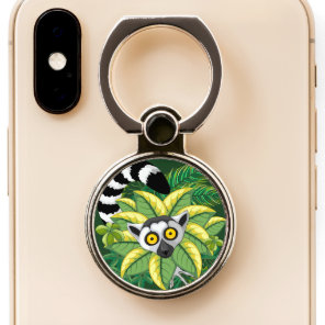 Lemurs of Madagascar in Exotic Jungle Phone Ring Stand