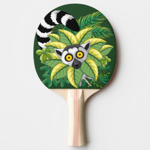 Lemurs of Madagascar in Exotic Jungle Ping Pong Paddle