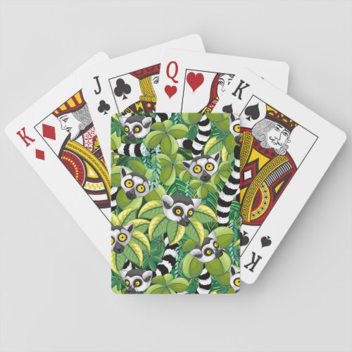 Lemurs of Madagascar in Exotic Jungle Playing Cards