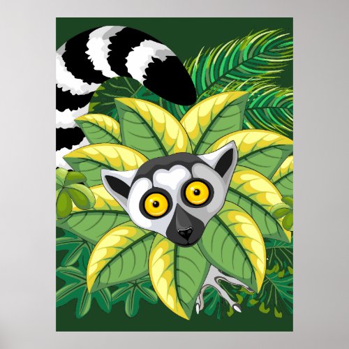 Lemurs of Madagascar in Exotic Jungle Poster