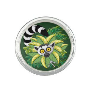 Lemurs of Madagascar in Exotic Jungle Ring