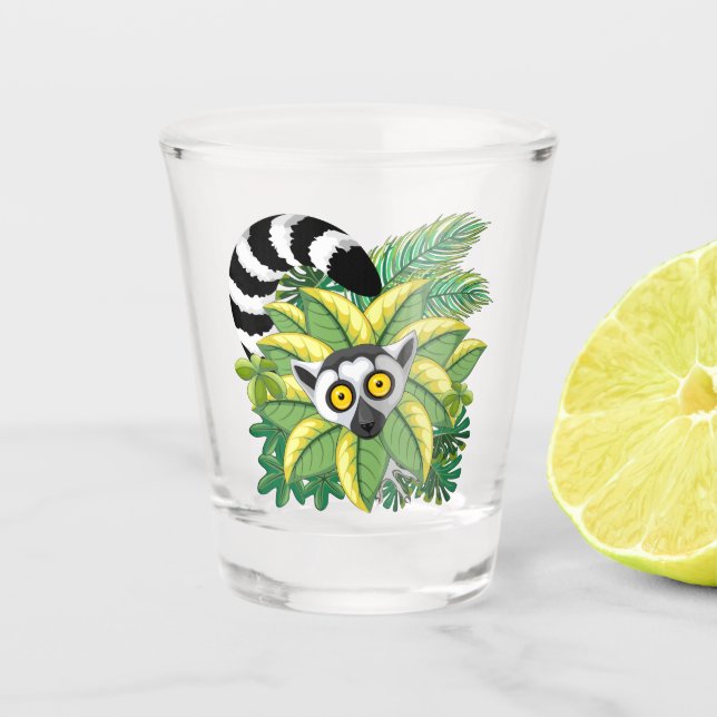 Lemurs of Madagascar in Exotic Jungle Shot Glass (Front)
