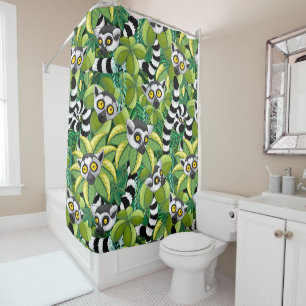 Lemurs of Madagascar in Exotic Jungle Shower Curtain
