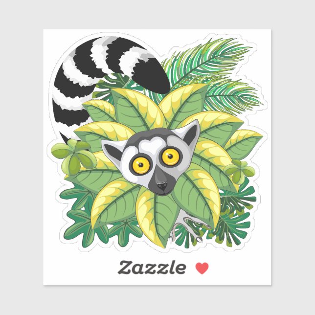 Lemurs of Madagascar in Exotic Jungle Sticker (Sheet)