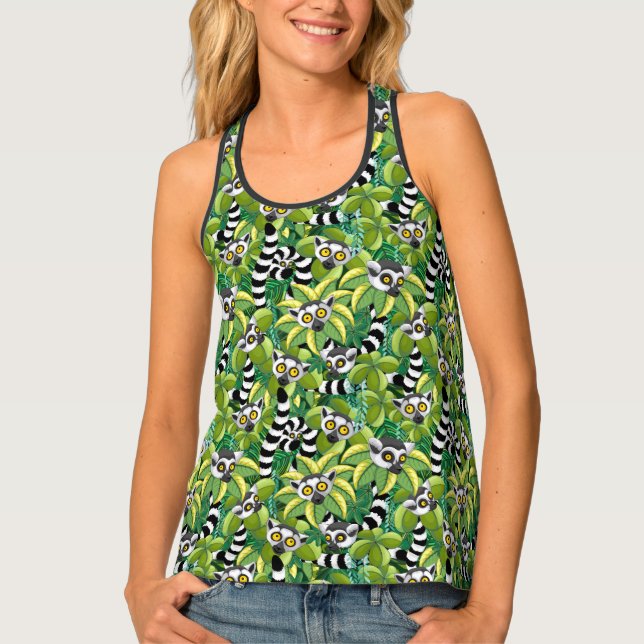 Lemurs of Madagascar in Exotic Jungle Tank Top (Front)