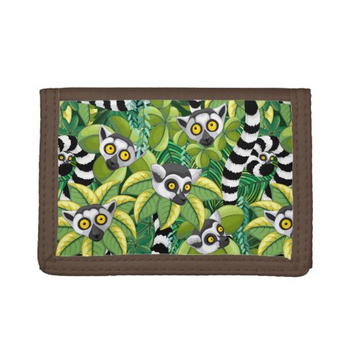 Lemurs of Madagascar in Exotic Jungle Trifold Wallet