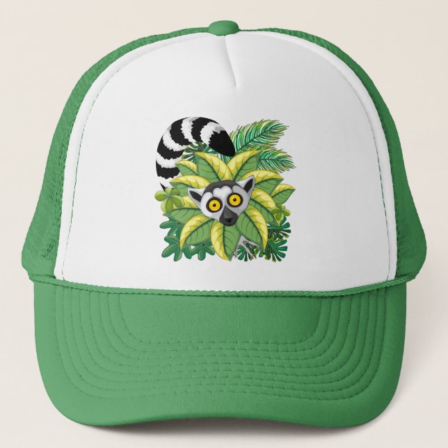 Lemurs of Madagascar in Exotic Jungle Trucker Hat (Front)