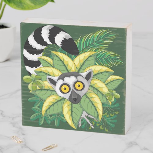 Lemurs of Madagascar in Exotic Jungle  Wooden Box Sign