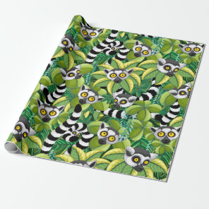 Lemurs of Madagascar in Exotic Jungle Wrapping Paper