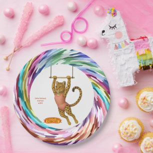 Lena leopard trapeze artist paper plates