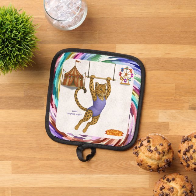 Lena leopard trapeze artist pot holder (Top Down)
