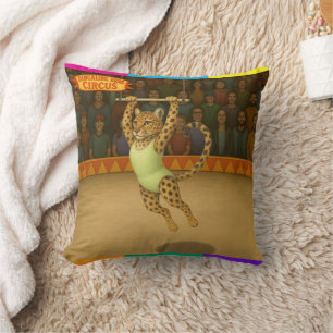 Lena leopard trapeze artist throw pillow