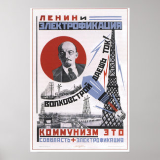 Lenin and Electricity Poster