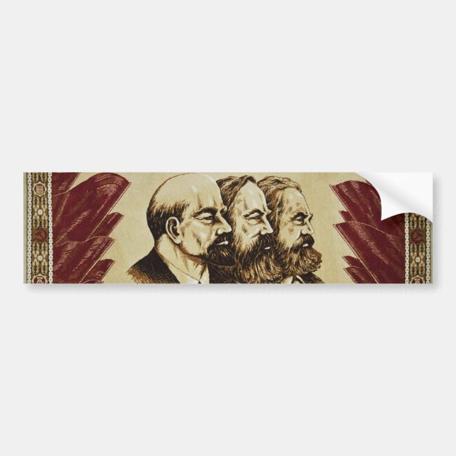 Lenin Marx Engels socialist bumper sticker (Front)