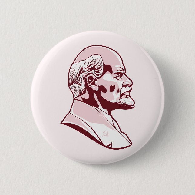 Lenin Portrait Illustration Button (Front)