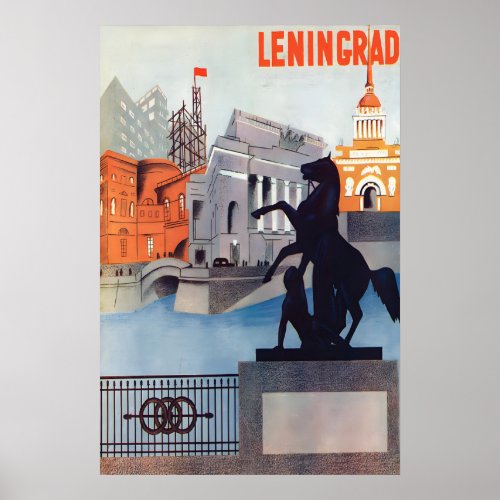 Leningrad 1930s Travel Poster, St Petersburg Poster