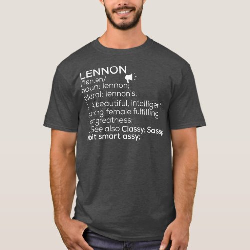 Lennon Name Lennon Definition Lennon Female Name L T_Shirt