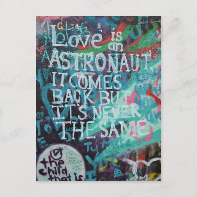 Lennon Wall, Love is like an astronaut graffiti Postcard (Front)