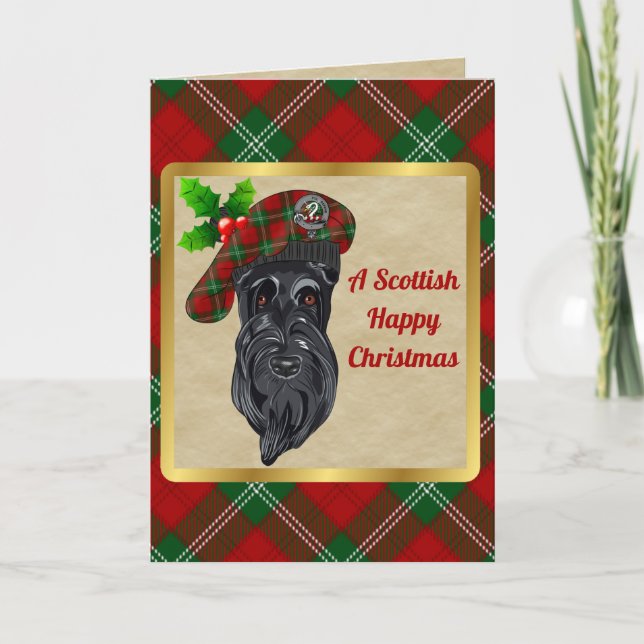 Lennox Clan Badge & Tartan Personalized Xmas Card (Front)