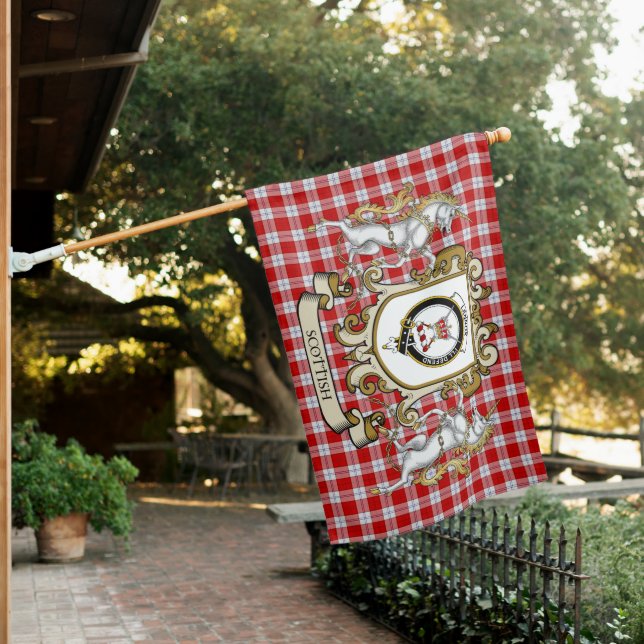 Lennox Dress (Kincaid) Tartan Flag Clan Badge With (In SItu)