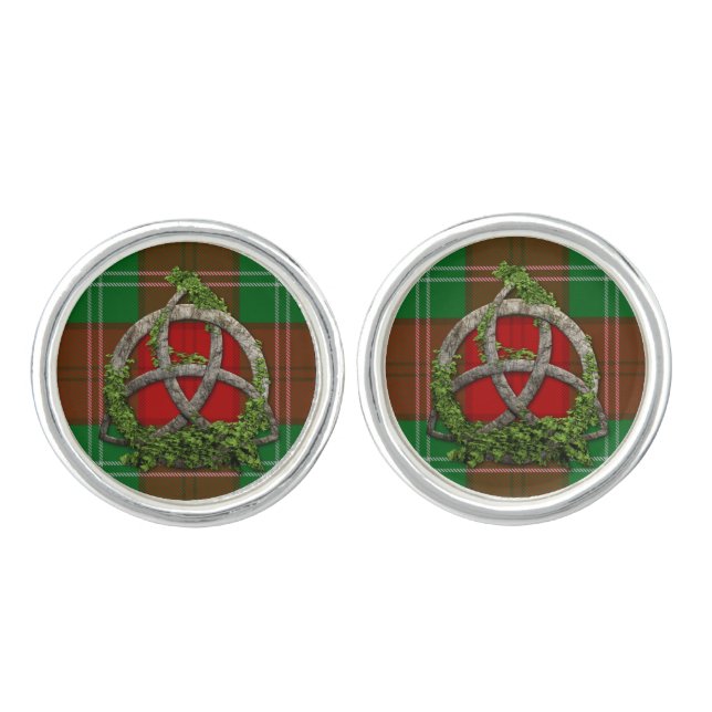 Lennox Tartan And Celtic Trinity Knot Cufflinks (Front)