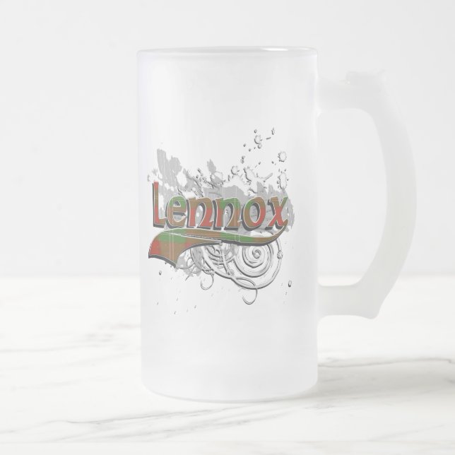 Lennox Tartan Grunge Frosted Glass Beer Mug (Right)