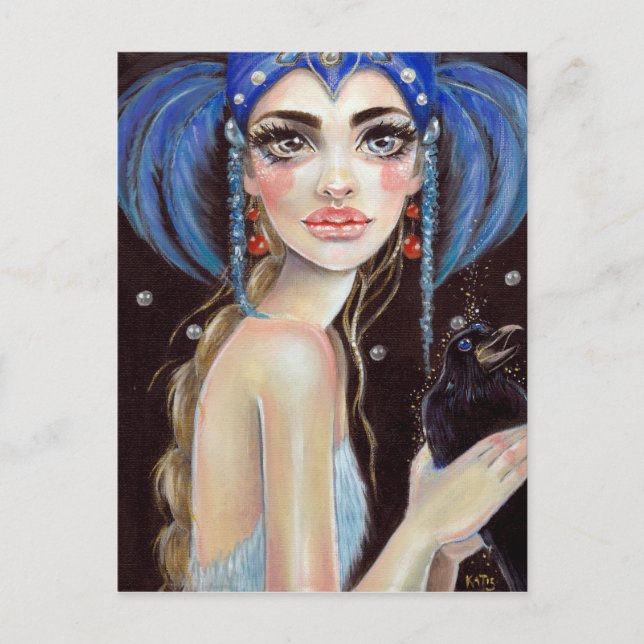 Lenore & the three eyed raven, original art postcard (Front)