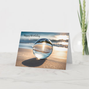 Lens Ball With Beach Reflection For Birthday Card
