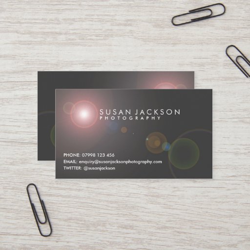 Customizable Lens Flare Photographers Business Card