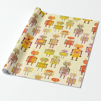 Lens Flare Retro Robots Wrapping Paper