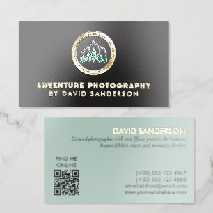 Lens Mountain Landscape Adventure Photographer Foil Spot Gloss Business Cards