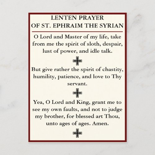 Lenten Prayer of St Ephraim the Syrian _ card