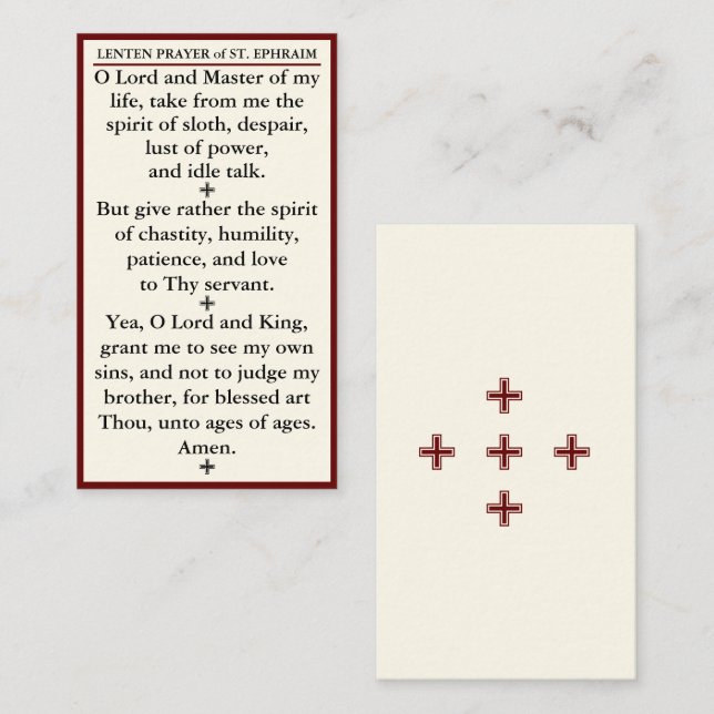 Lenten Prayer of St. Ephraim the Syrian mini card (Front/Back)