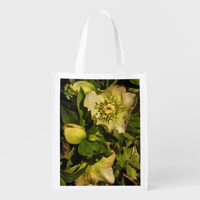 Lenten Rose Hellebore Grocery Bag (Front)