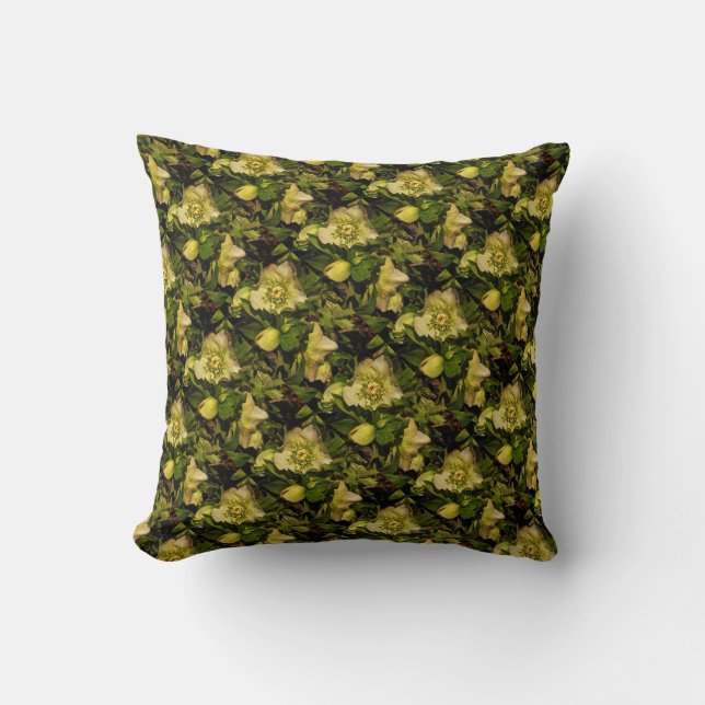 Lenten Rose Hellebores Throw Pillow (Front)