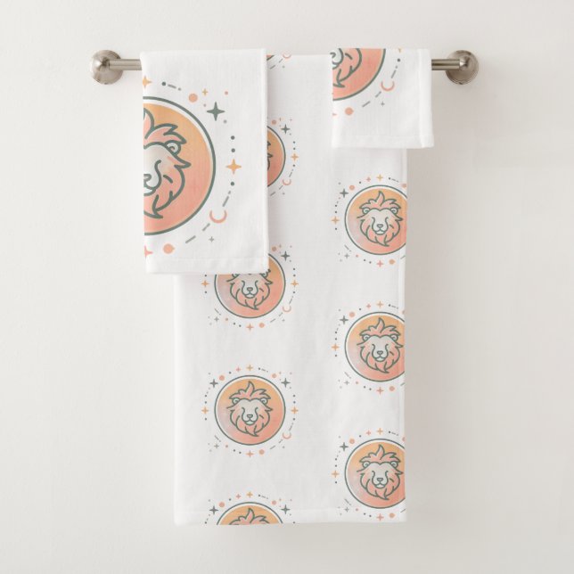LEO, Abstract Design of the Zodiac Sign,  Bath Towel Set (Insitu)