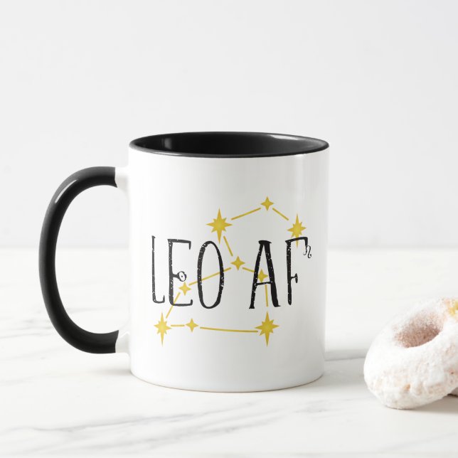 LEO AF constellation and Sun & Lion symbols Mug (With Donut)