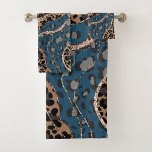 Leo Animal Print Glitter Glam 1 Bath Towel Set