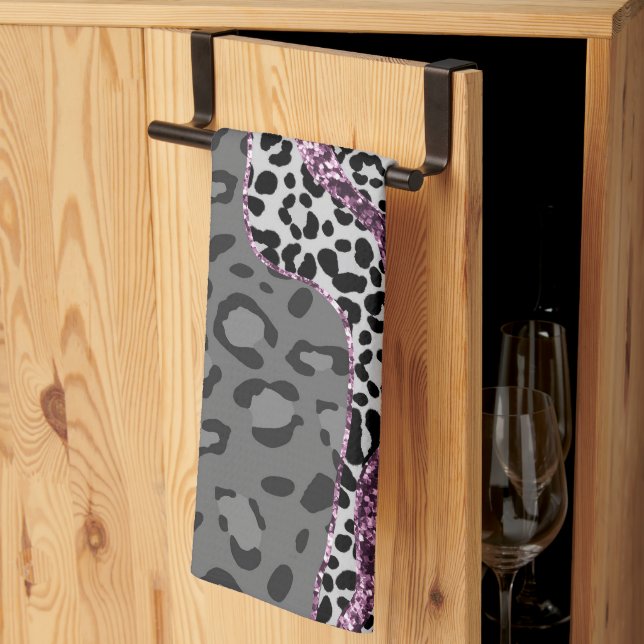 Leo Animal Print Glitter Glam 3 Kitchen Towel (Thirds Fold)