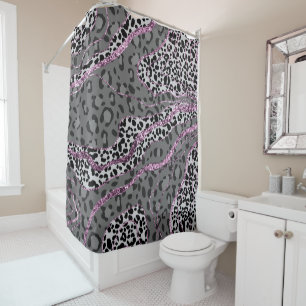 Leo Animal Print Glitter Glam 3 Shower Curtain