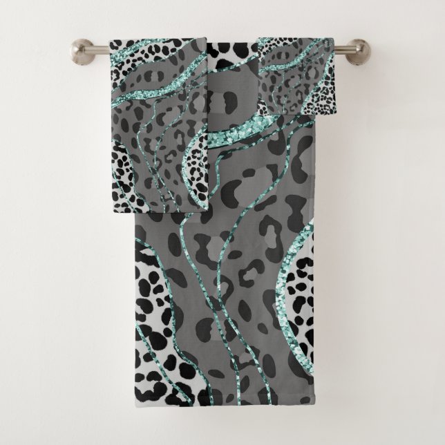 Leo Animal Print Glitter Glam 4 Bath Towel Set (Insitu)