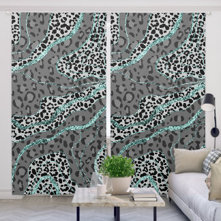 Leo Animal Print Glitter Glam 4 Blackout Curtains