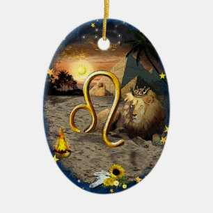Leo Art Collage Ceramic Ornament
