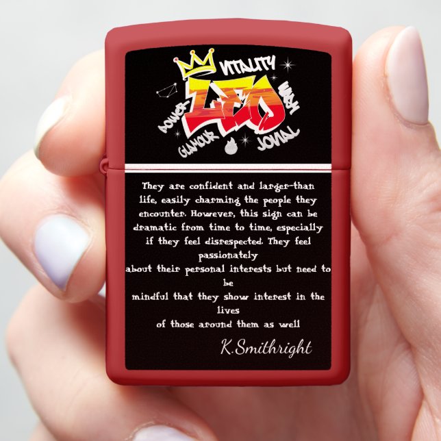 Leo Art: Vitality Zodiac Traits Zippo Lighter (In Hand)