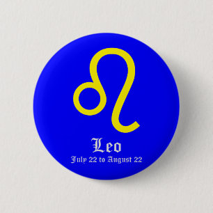 LEO ASTROLOGIC SIGN, SYMBOL ZODIAC PINBACK BUTTON
