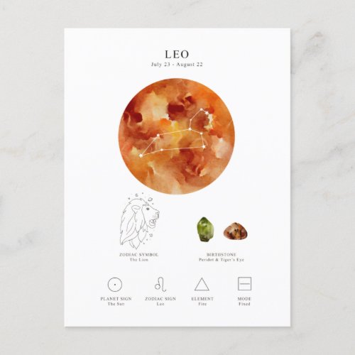 Leo Astrological Sign Postcard